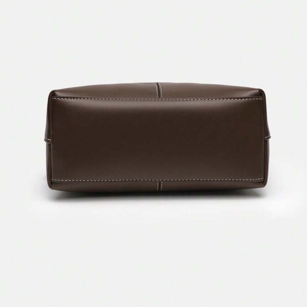 Brown faux leather top handle bag - Picture 7 of 9